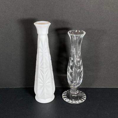 LOT 71: Vintage Collection - Sewing Notions, Cast Iron Trivet, Wall Plaque and Crystal / Milk Glass Bud Vases