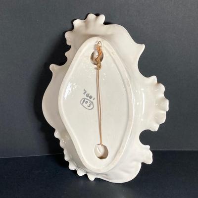 LOT 72: Vintage Porcelain Wall Plaque with Pair of White Ribbed Capodimonte Style Table Lamps