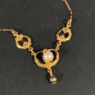 LOT 73: Vintage Jewelry and Accessories - Deltah Gold Plated Pearl Necklace, Cascade Gold Plated Abalone Necklace, Earrings, Wallets,...