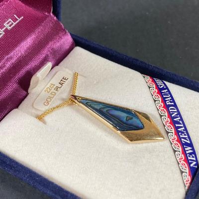 LOT 73: Vintage Jewelry and Accessories - Deltah Gold Plated Pearl Necklace, Cascade Gold Plated Abalone Necklace, Earrings, Wallets,...