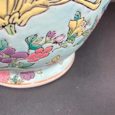LOT 74: Vintage Hand Painted Famille Rose Asian Vase