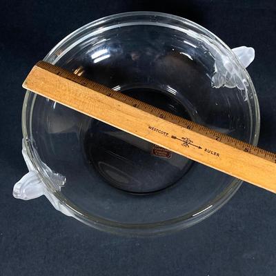 LOT 76: Vintage Glass Collection - Pink Ribbed Goblets, Frosted Walther Crystal Glas Bowl, Pitcher, Bud Vase and Butter Dish with Cloche