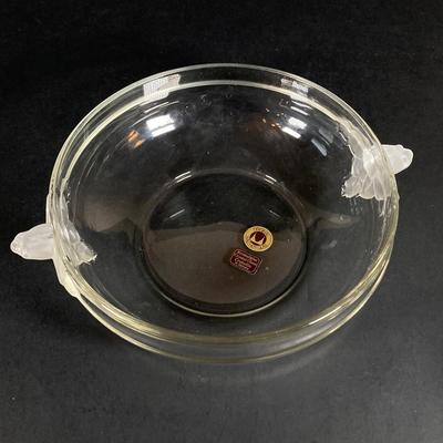 LOT 76: Vintage Glass Collection - Pink Ribbed Goblets, Frosted Walther Crystal Glas Bowl, Pitcher, Bud Vase and Butter Dish with Cloche