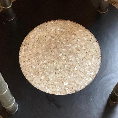 LOT 77: Vintage Modern / Contemporary Glass Top Two Tier Accent Table