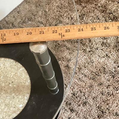 LOT 77: Vintage Modern / Contemporary Glass Top Two Tier Accent Table