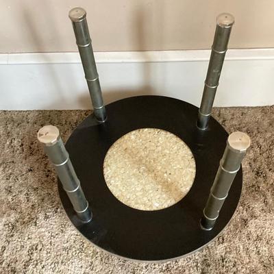 LOT 77: Vintage Modern / Contemporary Glass Top Two Tier Accent Table