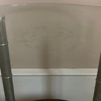 LOT 77: Vintage Modern / Contemporary Glass Top Two Tier Accent Table