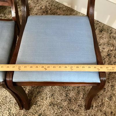 LOT 79: Vintage / Mid-Century Modern Bassett Furniture Wood End Table with Pair of Wooden Chairs Made by Liberty Chain Company, Inc.