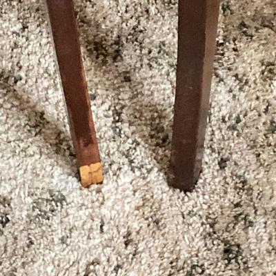 LOT 79: Vintage / Mid-Century Modern Bassett Furniture Wood End Table with Pair of Wooden Chairs Made by Liberty Chain Company, Inc.