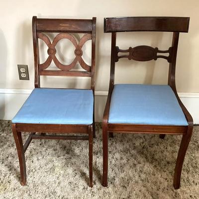 LOT 79: Vintage / Mid-Century Modern Bassett Furniture Wood End Table with Pair of Wooden Chairs Made by Liberty Chain Company, Inc.
