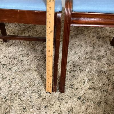 LOT 79: Vintage / Mid-Century Modern Bassett Furniture Wood End Table with Pair of Wooden Chairs Made by Liberty Chain Company, Inc.