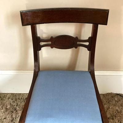 LOT 79: Vintage / Mid-Century Modern Bassett Furniture Wood End Table with Pair of Wooden Chairs Made by Liberty Chain Company, Inc.