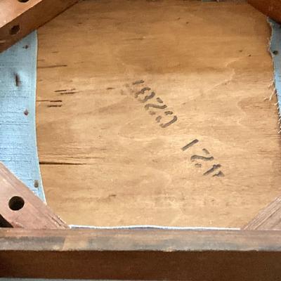 LOT 79: Vintage / Mid-Century Modern Bassett Furniture Wood End Table with Pair of Wooden Chairs Made by Liberty Chain Company, Inc.