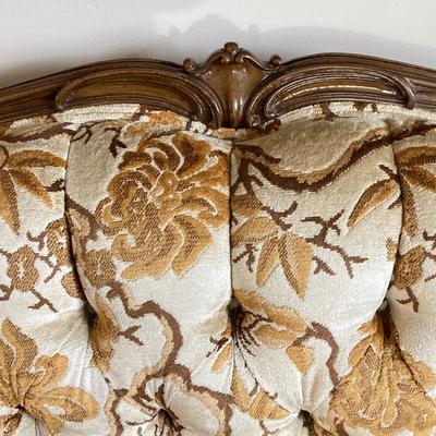 LOT 80: Vintage Carved Wood Louis XV Style Upholstered Loveseat Sofa