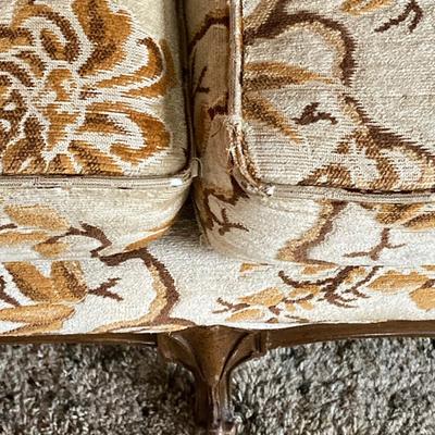 LOT 80: Vintage Carved Wood Louis XV Style Upholstered Loveseat Sofa
