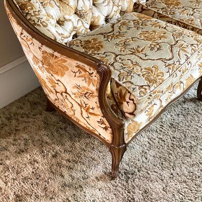 LOT 80: Vintage Carved Wood Louis XV Style Upholstered Loveseat Sofa