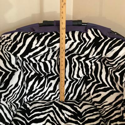 LOT 81: Pair of Black and White Zebra Print Folding Portable Moon Club Chairs