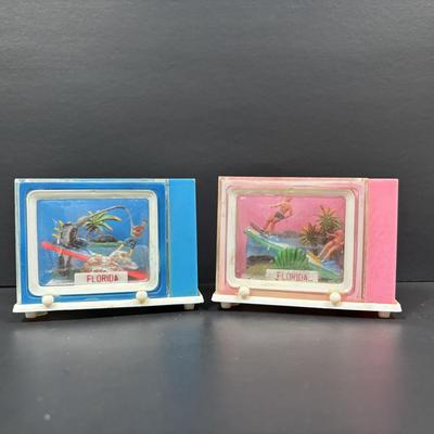 LOT 82: Vintage Florida Souvenirs: "The Sunshine State" Juice Glasses, TV Salt/Pepper Shakers Disney Jars along with a...