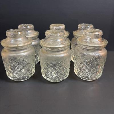 LOT 86: Vintage Apothecary Jars (Great for Filling for Holiday Gifts), Green Jardin Mason Jar, Floral Sour Cream Glass & More