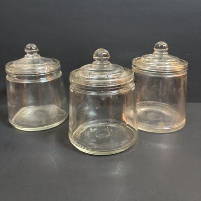 LOT 86: Vintage Apothecary Jars (Great for Filling for Holiday Gifts), Green Jardin Mason Jar, Floral Sour Cream Glass & More