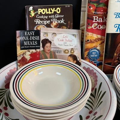 LOT 88: Vintage Kitchen Dishware Collection & Cookbooks