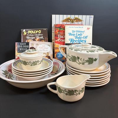 LOT 88: Vintage Kitchen Dishware Collection & Cookbooks