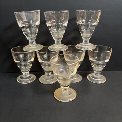 LOT 90: MCM Kromex & Hellerware Serving Trays, Owens-Illinois Thumbprint Pitcher, Vintage Cordial/After Dinner Liqueur Glasses