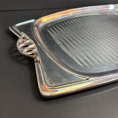 LOT 90: MCM Kromex & Hellerware Serving Trays, Owens-Illinois Thumbprint Pitcher, Vintage Cordial/After Dinner Liqueur Glasses