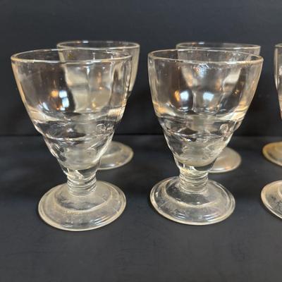 LOT 90: MCM Kromex & Hellerware Serving Trays, Owens-Illinois Thumbprint Pitcher, Vintage Cordial/After Dinner Liqueur Glasses