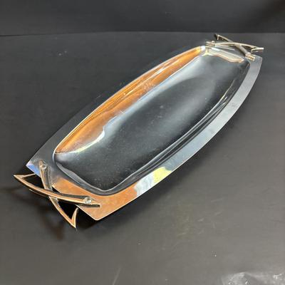 LOT 90: MCM Kromex & Hellerware Serving Trays, Owens-Illinois Thumbprint Pitcher, Vintage Cordial/After Dinner Liqueur Glasses