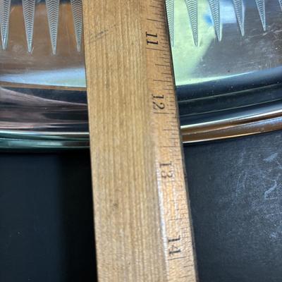 LOT 90: MCM Kromex & Hellerware Serving Trays, Owens-Illinois Thumbprint Pitcher, Vintage Cordial/After Dinner Liqueur Glasses