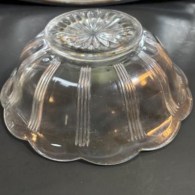 LOT 90: MCM Kromex & Hellerware Serving Trays, Owens-Illinois Thumbprint Pitcher, Vintage Cordial/After Dinner Liqueur Glasses