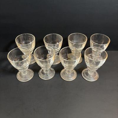 LOT 90: MCM Kromex & Hellerware Serving Trays, Owens-Illinois Thumbprint Pitcher, Vintage Cordial/After Dinner Liqueur Glasses