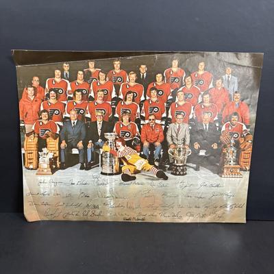 LOT 102: Vintage Philadelphia Flyers Memorabilia: T-shirts, Trading Cards, Team Photos, Stanley Cup Magazine along with a Box of Mixed...