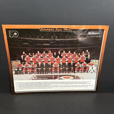 LOT 102: Vintage Philadelphia Flyers Memorabilia: T-shirts, Trading Cards, Team Photos, Stanley Cup Magazine along with a Box of Mixed...