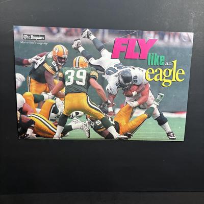 LOT 104: Philadelphia Eagles Memorabilia: Trading Cards, Team Photo, Glasses, 1977 Discover Magazine, Ticket Stub, Autograph's &...