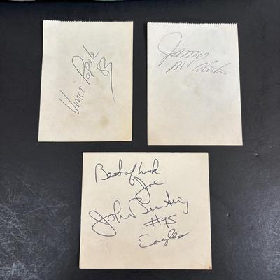 LOT 104: Philadelphia Eagles Memorabilia: Trading Cards, Team Photo, Glasses, 1977 Discover Magazine, Ticket Stub, Autograph's &...