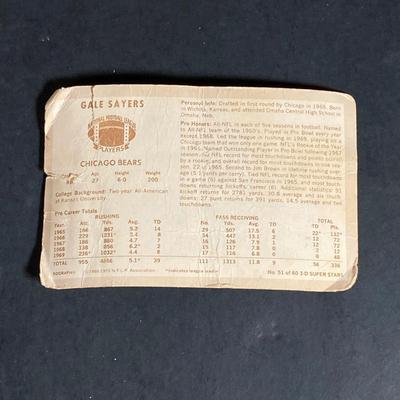 LOT 114: Vintage Collection of NFL Sports Memorabilia - Miniature Helmets, Gale Sayers 3D Card, Trading Cards, Super Bowl, Photos,