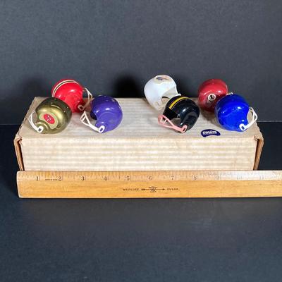 LOT 114: Vintage Collection of NFL Sports Memorabilia - Miniature Helmets, Gale Sayers 3D Card, Trading Cards, Super Bowl, Photos,