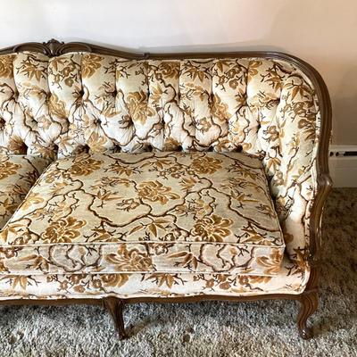 LOT 109: Vintage Carved Wood Louis XV Style Upholstered Sofa