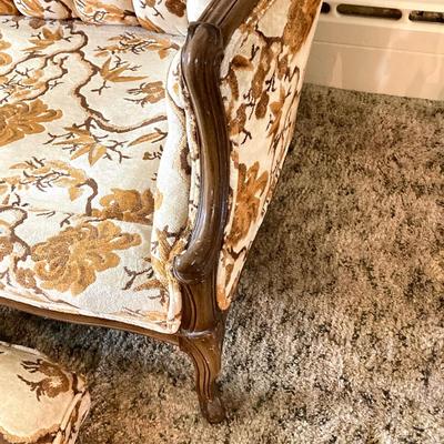 LOT 109: Vintage Carved Wood Louis XV Style Upholstered Sofa