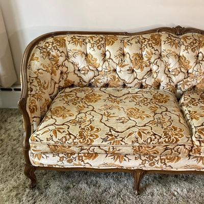 LOT 109: Vintage Carved Wood Louis XV Style Upholstered Sofa