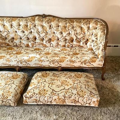 LOT 109: Vintage Carved Wood Louis XV Style Upholstered Sofa