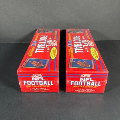 LOT 111: Pair of Score NFL Football 1990 Collector Set Player Cards in Sealed Boxes