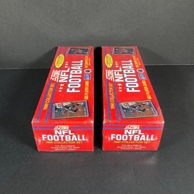 LOT 111: Pair of Score NFL Football 1990 Collector Set Player Cards in Sealed Boxes
