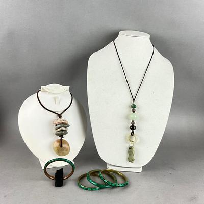 S843 Natural Stone, Jade Necklace and Malachite Bracelets