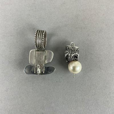 S845 Sterling Silver Rebecca Collins Mother of Pear Aquamarine Pendant