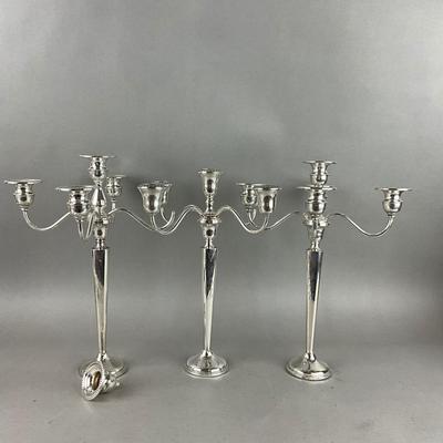 S847 Set of Three Weighted Sterling Silver 5 Candlelabra