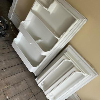 Sale Photo Thumbnail #128: Frigidaire refrigerator that has a freezer compartment and large capacity main compartment.  There is no ice maker but there is space to add one.