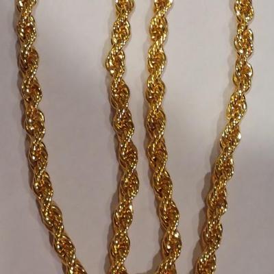 Marked 14K Yellow Gold Rope Chain Necklace (6 mm, 36 inch)